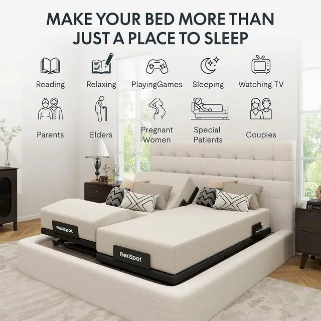 Alt view image 6 of 6 - Adjustable Bed Frame Base Split King,Massage, Zero Clearance, Synchronized Adjustment,Whisper Quiet Durable Motor,Zero Gravity,Mattress Holders.
