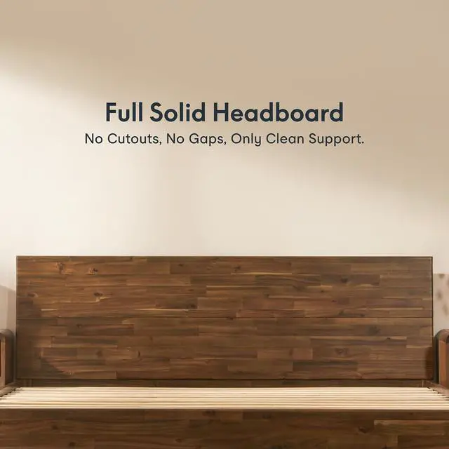 Alt view image 7 of 7 - Hako G3 Solid Acacia Wood Platform Bed Frame Queen with Storage Headboard, 1500 lbs Heavy Duty, Tool-Free Quick Assembly,Mid-Century,Sherwin-Williams Finish, Walnut Brown, 10-Year Warranty