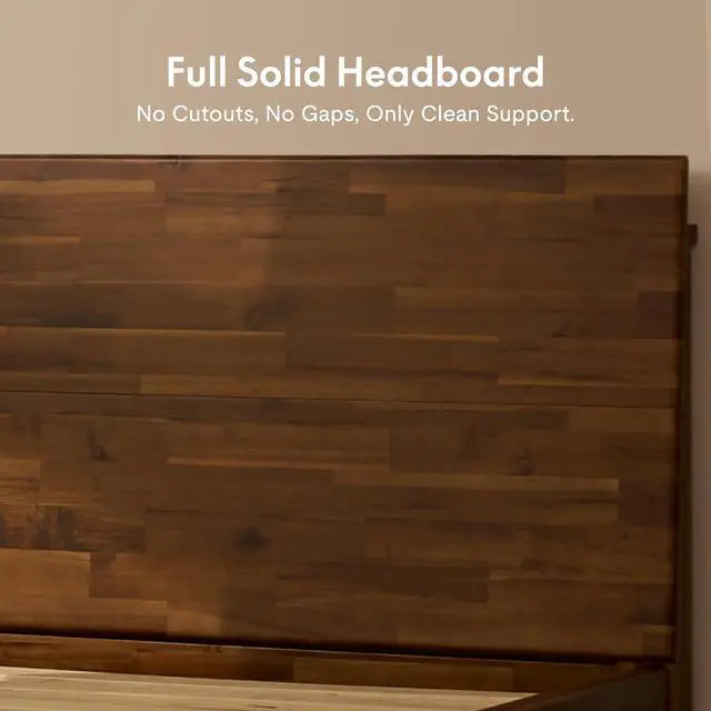 Alt view image 7 of 7 - Hako G3 Queen Solid Acacia Wood Platform Bed Frame with Storage Headboard, Tool-Free Fast Assembly,1500 lbs,Premium Sherwin-Williams Finish, SGS Certified, 10-Year WarrantyWalnut Brown