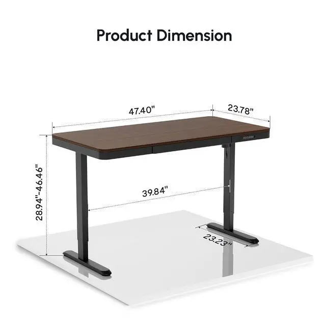 Alt view image 2 of 7 - Electric Standing Makeup Vanity Desk with Drawer and USB Charge Ports&Child Lock,48 Height Adjustable Whole-Piece Quick Install Dressing Table for Women Girls Dressing Bedroom,Dark Walnut