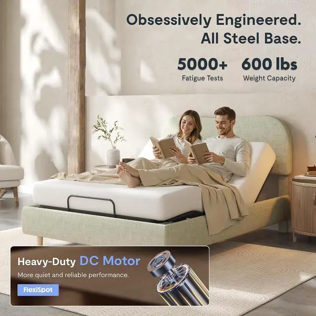 Alt view image 4 of 7 - Queen Adjustable Bed, Complete with Linen Upholstered Bed Frame, Quiet Powerful DC Motor, Easy Assembly Ideal for Relaxation, Reading, and Pressure Relief