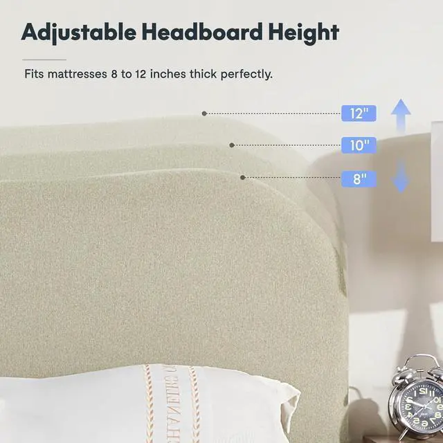 Alt view image 7 of 7 - Queen Adjustable Bed, Complete with Linen Upholstered Bed Frame, Quiet Powerful DC Motor, Easy Assembly Ideal for Relaxation, Reading, and Pressure Relief