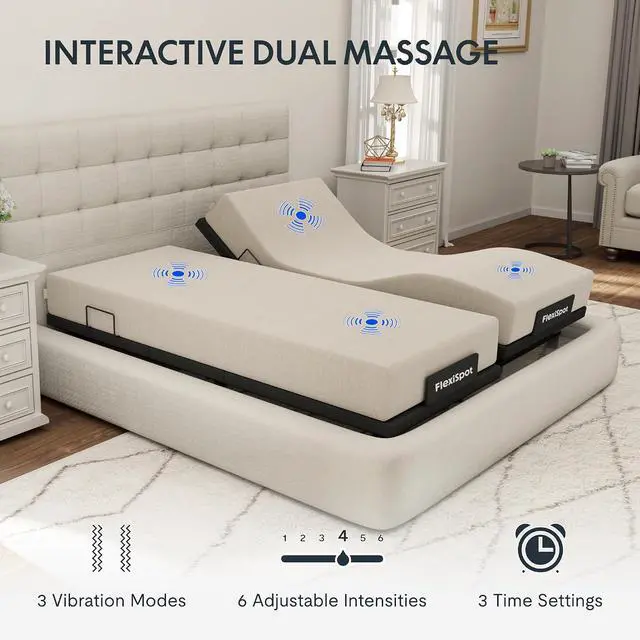 Alt view image 5 of 7 - Adjustable Bed Frame Base Split King + 10" Cooling Gel Memory Foam Mattress, Massage, Head and Foot Incline, Zero Gravity, Zero Clearance, Under-Bed Lights, Anti-Snore, Wireless Remote