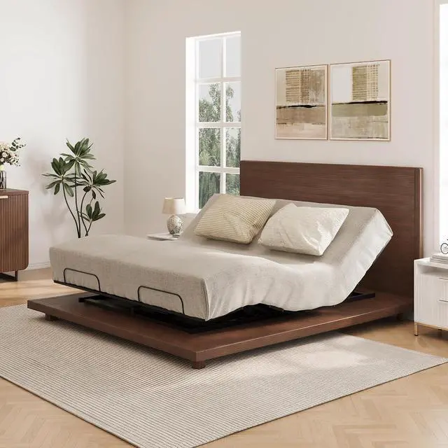 Main image of Adjustable Bed Frame Base King Size, Zero Clearance, Independent Head & Foot Incline, Zero Gravity, Wireless Remote, 12 Legs, Easy Assemble, 5-Year Warranty, 750 lbs.