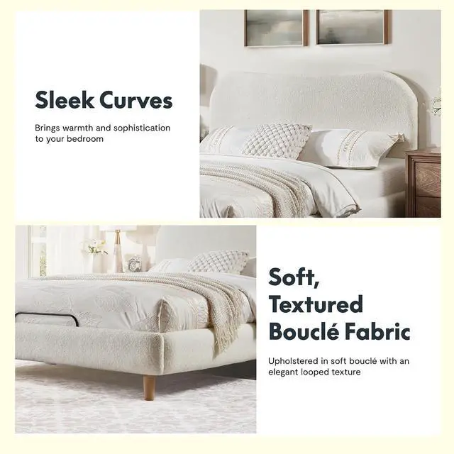Alt view image 6 of 7 - Queen Adjustable Bed, Complete with Boucle Upholstered Bed Frame, Quiet Powerful DC Motor, Easy Assembly Ideal for Relaxation, Reading, and Pressure Relief