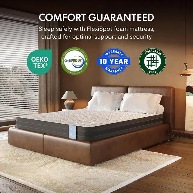 Alt view image 7 of 7 - BF21Q Queen Size Adjustable Bed Frame with 6 Inch Gel Memory Foam Mattress, Viscose from Bamboo, Medium Firm, Easy Assemble, Certi-PUR & Oeko-TEX Certified.