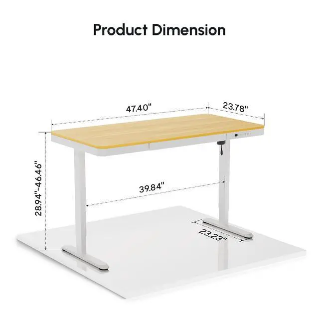 Alt view image 2 of 7 - Electric Standing Makeup Vanity Desk with Drawer and USB Charge Ports&Child Lock, 48 Height Adjustable Whole-Piece Quick Install Dressing Table for Women Girls Bedroom Dressing Room, Maple