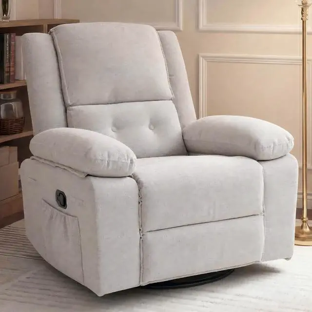Main image of XRC2 360° Swivel Rocker Recliner for Adults, Nursery Glider Recliner with Massage and Heating, Manual Rocking Chair for Living Room, Bedroom, Light Grey