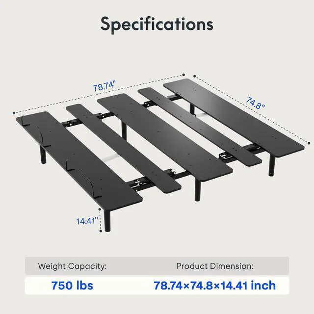 Alt view image 2 of 7 - King Size Adjustable Bed Frame Base with Bio Anti-Pinch Technology, Zero Clearance, Independent Head & Foot Incline, Zero Gravity, Wireless Remote, Easy Assemble, 5-Year Warranty, 750 lbs.