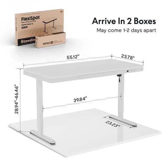Alt view image 2 of 7 - Electric Standing Makeup Vanity Desk with Drawer and USB Charge Ports&Child Lock, 55 Height Adjustable Whole-Piece Quick Install Dressing Table for Women Girls Bedroom Dressing Room, White