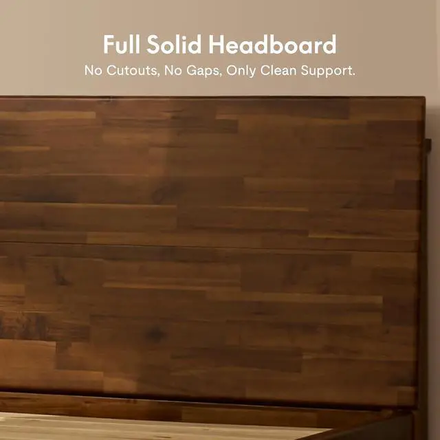 Alt view image 5 of 7 - Hako G3 Solid Acacia Wood Platform Bed Frame Queen with Storage Headboard, Tool-Free Fast Assembly,1500 lbs,Premium Sherwin-Williams Finish, SGS Certified, 10-Year WarrantyWalnut Brown