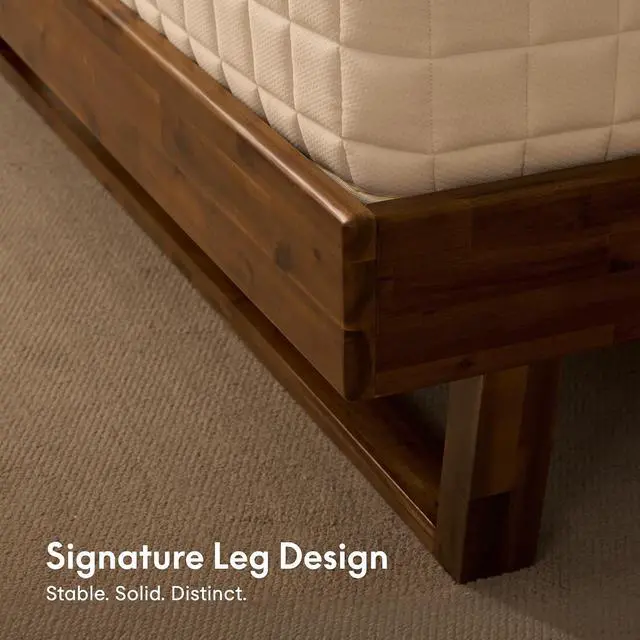 Alt view image 6 of 7 - Hako G3 Solid Acacia Wood Platform Bed Frame Queen with Storage Headboard, Tool-Free Fast Assembly,1500 lbs,Premium Sherwin-Williams Finish, SGS Certified, 10-Year WarrantyWalnut Brown