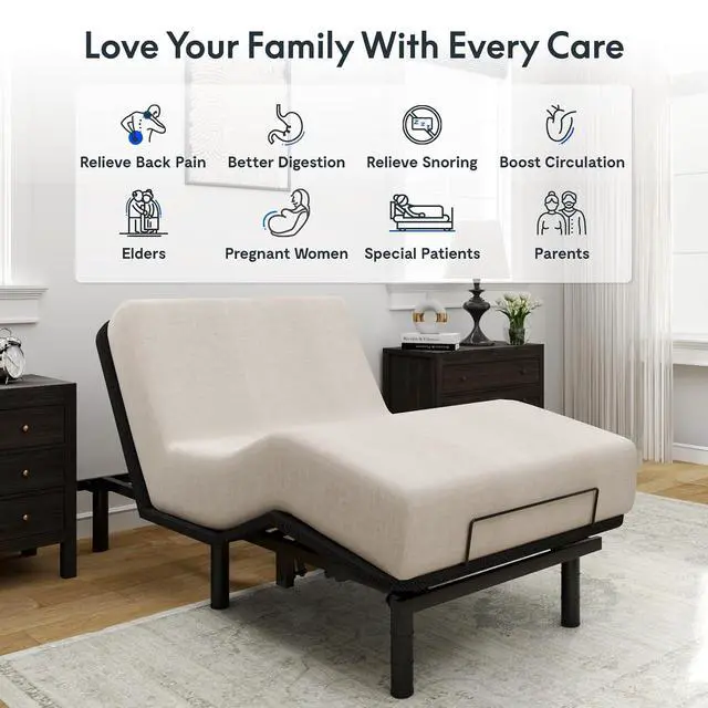 Alt view image 4 of 7 - Twin XL Adjustable Bed Frame Base,Segmented Design,Easy Assemble, Oxford Fabric Bedspread,Wired Remote,Whisper Quiet Durable Motor,Mattress Holder, No Box Spring.