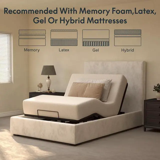 Alt view image 7 of 7 - Twin XL Adjustable Bed Frame Base,Segmented Design,Easy Assemble, Oxford Fabric Bedspread,Wired Remote,Whisper Quiet Durable Motor,Mattress Holder, No Box Spring.