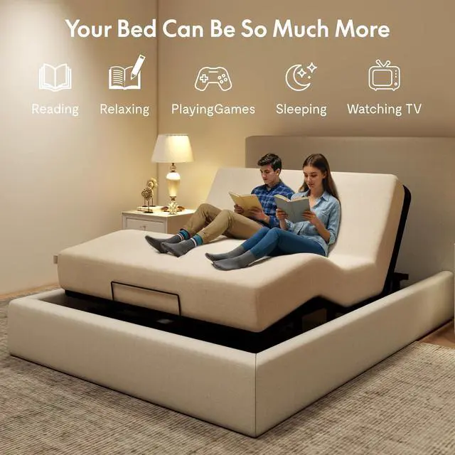 Alt view image 6 of 7 - Adjustable Bed Frame Base Queen Size,Segmented Design,Easy Assemble,Oxford Fabric Bedspread,Wired Remote,Whisper Quiet Durable Motor,Mattress Holder, No Box Spring.