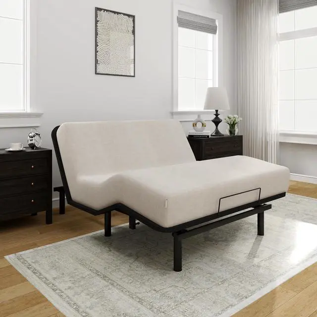 Main image of Adjustable Bed Frame Base Queen Size,Segmented Design,Easy Assemble,Oxford Fabric Bedspread,Wired Remote,Whisper Quiet Durable Motor,Mattress Holder, No Box Spring.