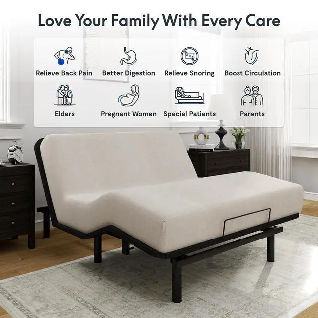 Alt view image 4 of 7 - Adjustable Bed Frame Base Queen Size,Segmented Design,Easy Assemble,Oxford Fabric Bedspread,Wired Remote,Whisper Quiet Durable Motor,Mattress Holder, No Box Spring.