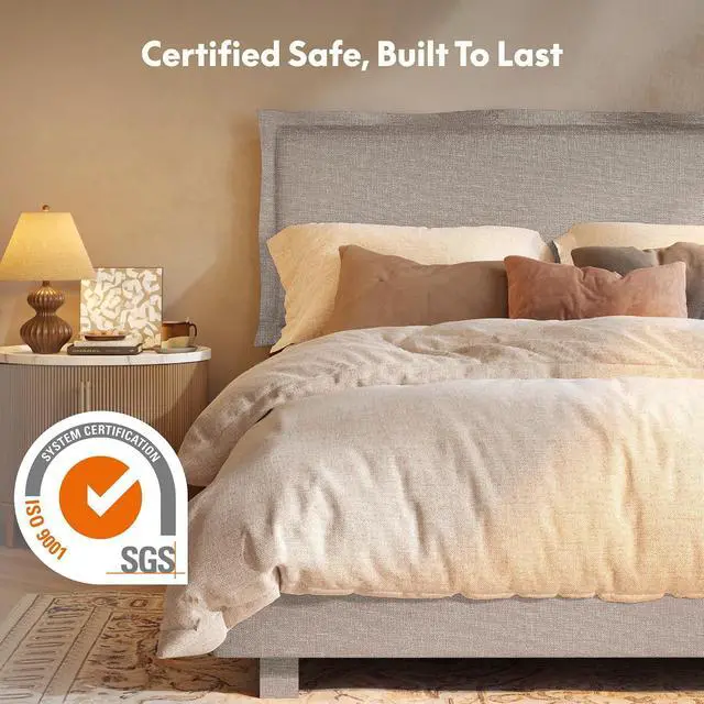 Alt view image 4 of 7 - All-in-One Adjustable Bed Frame with Upholstered Flange Edge Headboard, QueenMinimalist Design Synchronized Head & Foot Lift for Relaxation600 lbs5Y Motor&10Y Frame Warranty,Light Grey