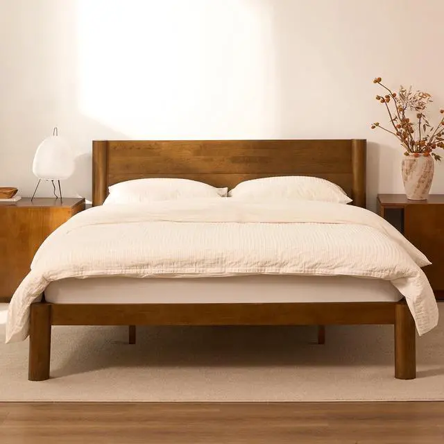 Main image of Hako G2 Japanese Joinery Bed Frame King, Solid Rubberwood King Bed with Storage Headboard, IAS&SGS Certified, Japandi Minimalist, No Tools Assembly, 1500lb Capacity, 10-Year Warranty