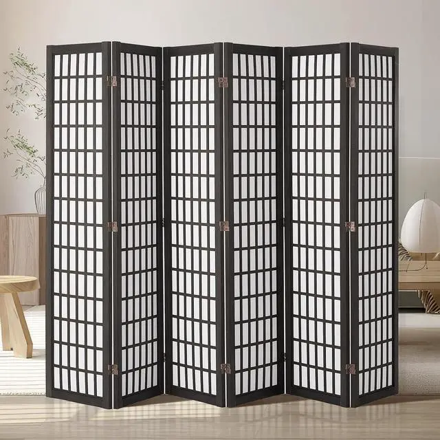 Main image of Room Divider, 6 Panel Japanese Room Divider, Folding Privacy Screen Indoor, Portable Partition Dividers and Decoration Screens, for Room Separation, Home, Office, Restaurant & Bedroom (Black)