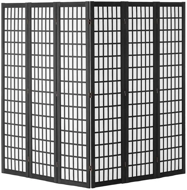 Alt view image 4 of 7 - Room Divider, 6 Panel Japanese Room Divider, Folding Privacy Screen Indoor, Portable Partition Dividers and Decoration Screens, for Room Separation, Home, Office, Restaurant & Bedroom (Black)