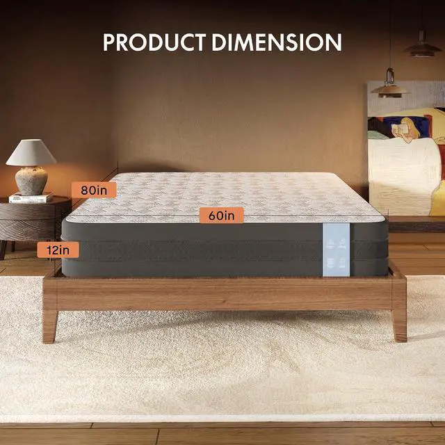Alt view image 3 of 7 - BF21Q Queen Size Adjustable Bed Frame with 12 Inch Gel Memory Foam Mattress, Viscose from Bamboo, Medium Firm, Easy Assemble, Certi-PUR & Oeko-TEX Certified.