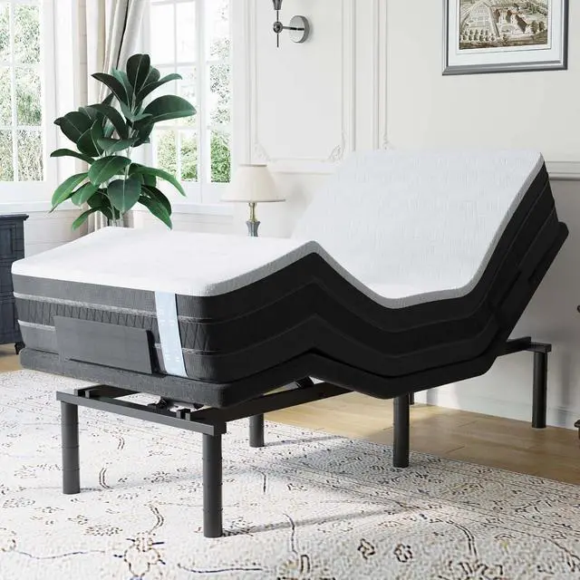 Main image of S6 Adjustable Bed Frame Base Twin XL+12-inch Cooling Gel Memory Foam Mattress, Quick Assembly, Massage, Zero Clearance, Whisper Quiet Durable Motor, Zero Gravity, Mattress Holder, Anti-Snore