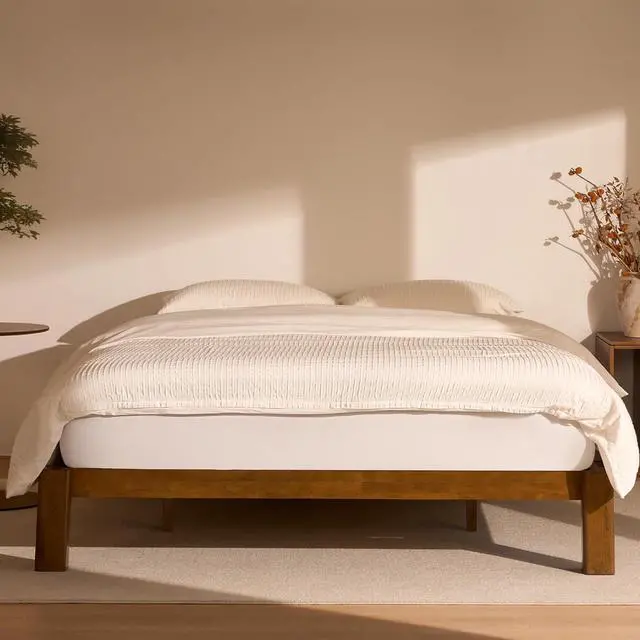 Main image of Hako G2 Japanese Joinery Bed Frame, Solid Rubberwood King Platform Bed, IAS & SGS Certified, Japandi Minimalist, Noise-Free, No Tools Assembly, 1500lb Capacity, 10-Year Warranty, Walnut