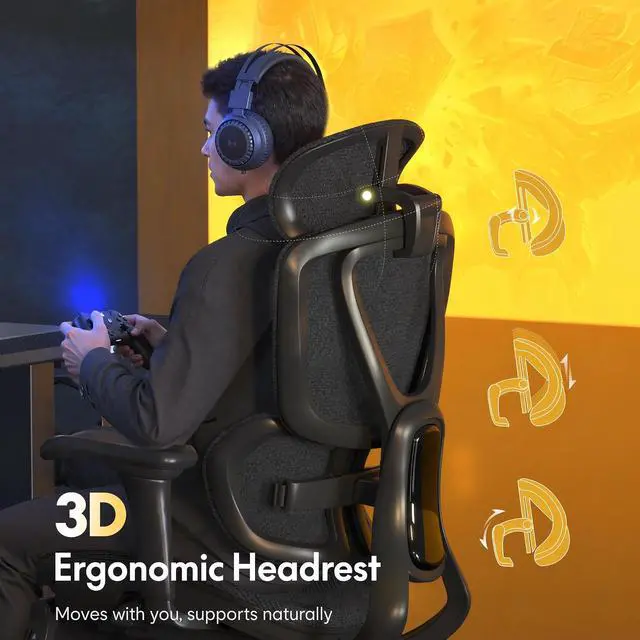 Alt view image 4 of 7 - Sentinel Ergonomic Gaming Chair with 3-Year Warranty Dual-Wing Adaptive Lumbar 3D Armrests 120° 3-Position Recline Height-Adjustable Backrest Premium Computer Desk Chair for Home & Office