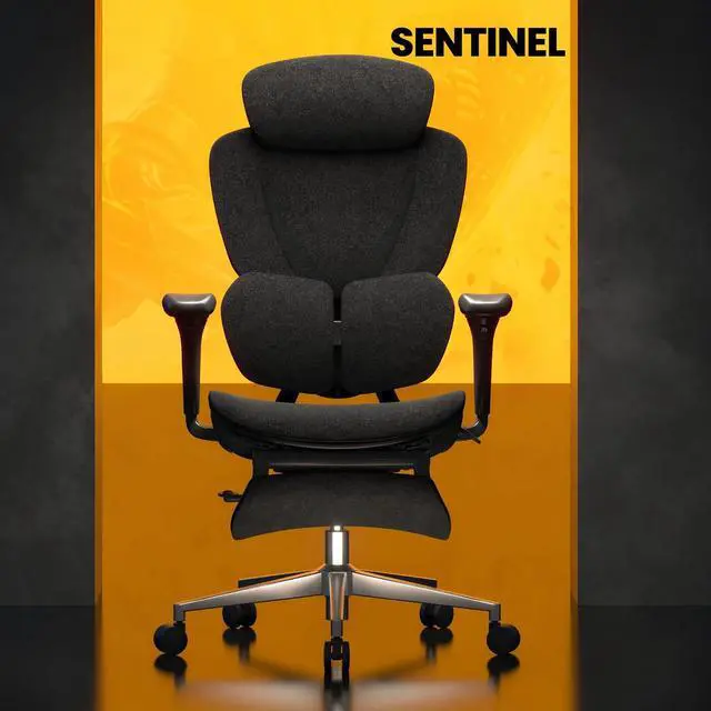 Alt view image 3 of 7 - Sentinel Ergonomic Gaming Chair with 3-Year Warranty Dual-Wing Adaptive Lumbar 3D Armrests 120° 3-Position Recline Height-Adjustable Backrest Premium Computer Desk Chair for Home & Office