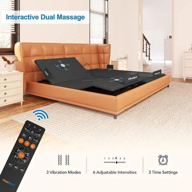 Alt view image 7 of 7 - S6 Adjustable Bed Frame Base Split King+10-inch Cooling Gel Memory Foam Mattress, Quick Assembly, Massage, Zero Clearance, Quiet Durable Motor, Zero Gravity, Mattress Holder, Anti-Snore