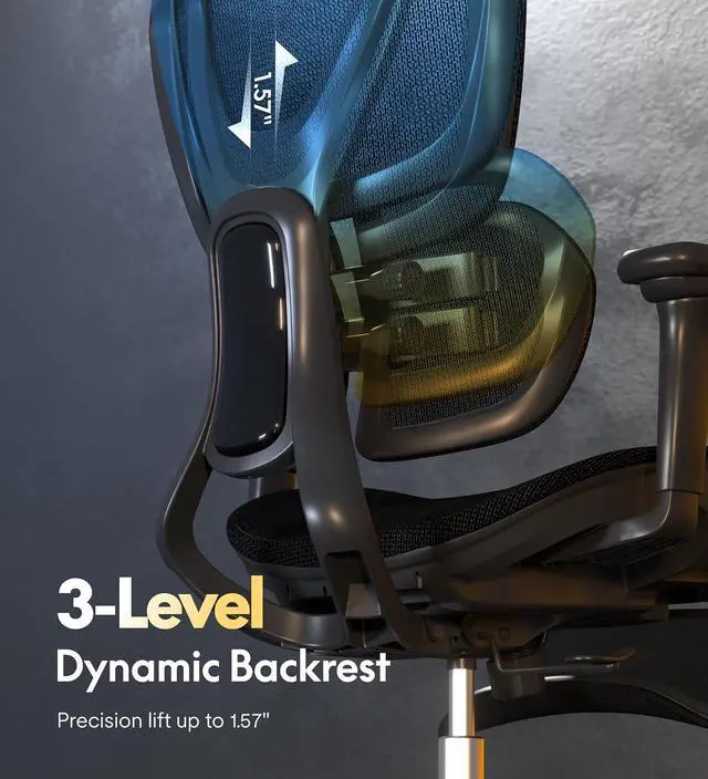 Alt view image 6 of 7 - Sentinel Ergonomic Gaming Chair with 3-Year Warranty Dual-Wing Adaptive Lumbar 3D Armrests 120° 3-Position Recline Height-Adjustable Backrest Premium Computer Desk Chair for Home & Office