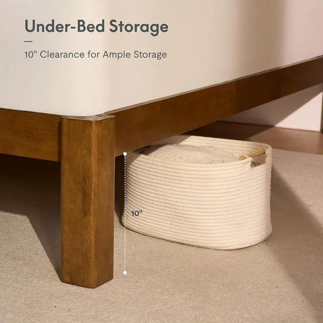 Alt view image 7 of 7 - Hako G2 Japanese Joinery Bed Frame, Solid Rubberwood King Platform Bed, IAS & SGS Certified, Japandi Minimalist, Noise-Free, No Tools Assembly, 1500lb Capacity, 10-Year Warranty, Walnut