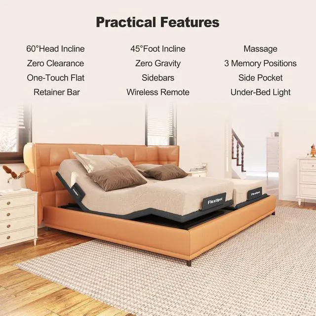 Alt view image 5 of 7 - S6 Adjustable Bed Frame Base Twin XL+12-inch Cooling Gel Memory Foam Mattress, Quick Assembly, Massage, Zero Clearance, Whisper Quiet Durable Motor, Zero Gravity, Mattress Holder, Anti-Snore