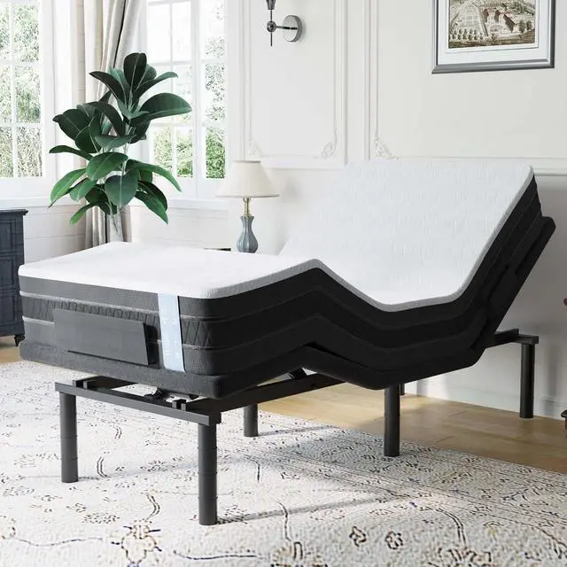Main image of S6 Adjustable Bed Frame Base Twin XL+10-inch Cooling Gel Memory Foam Mattress, Quick Assembly, Massage, Zero Clearance, Whisper Quiet Durable Motor, Zero Gravity, Mattress Holder, Anti-Snore