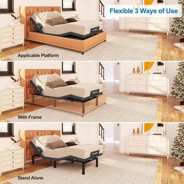 Alt view image 6 of 7 - S6 Adjustable Bed Frame Base Twin XL+12-inch Cooling Gel Memory Foam Mattress, Quick Assembly, Massage, Zero Clearance, Whisper Quiet Durable Motor, Zero Gravity, Mattress Holder, Anti-Snore