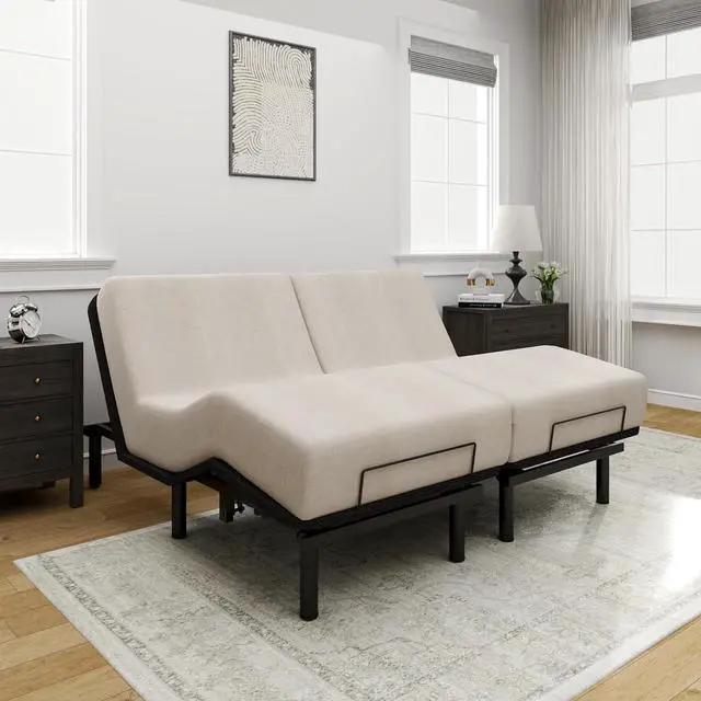 Main image of Split King Adjustable Bed Frame Base,Segmented Design,Easy Assemble, Oxford Fabric Bedspread,Wired Remote,Whisper Quiet Durable Motor,Mattress Holder, No Box Spring.