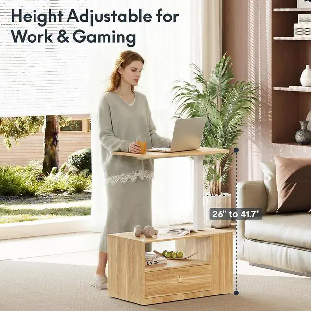 Alt view image 4 of 7 - H7 CAB End Table with Drawers Storage,Narrow Side Table Nightstand with Shelves & Cabinet,Bedside Table for Small Spaces,Sofa Couch Table for Living Room BedroomMaple Table with Cabinet