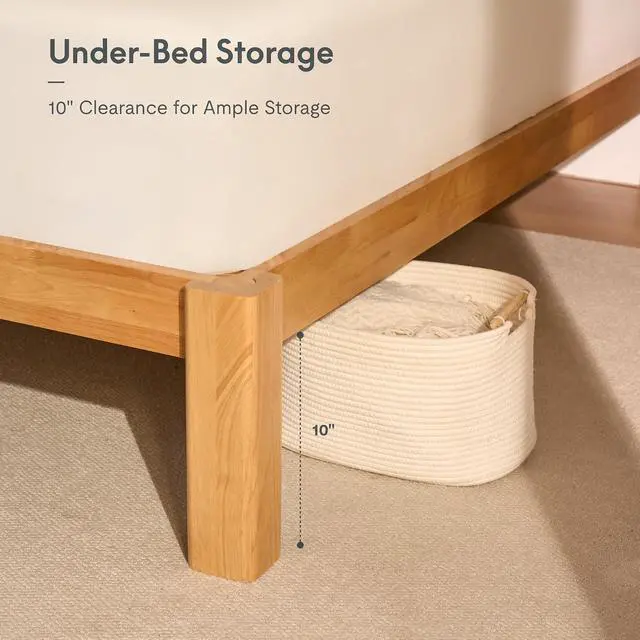 Alt view image 6 of 7 - Hako G2 Japanese Joinery Bed Frame, Solid Rubberwood King Platform Bed, IAS & SGS Certified, Japandi Minimalist, Noise-Free, No Tools Assembly, 1500lb Capacity, 10-Year Warranty