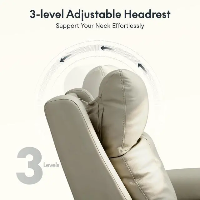 Alt view image 7 of 7 - Truffle Genuine Leather Power Recliner Chairs for Adults, Electric Wall Hugger RV Recliner with Adjustable Headrest, Massage & Heat, Compact Sofa for Living Room Home Theater, Beige