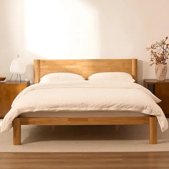 Main image of Hako G2 Japanese Joinery Bed Frame, Solid Rubberwood King Platform Bed with Storage Headboard, IAS&SGS Certified, Japandi Minimalist, No Tools Assembly, 1500lb Capacity, 10-Year Warranty