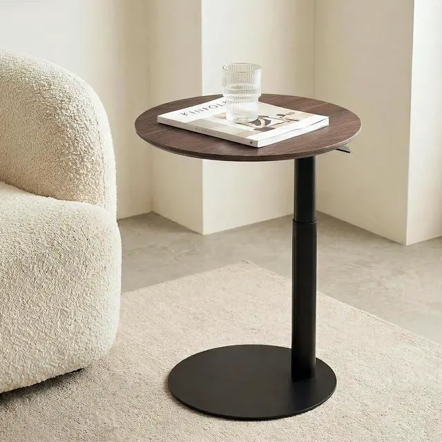 Main image of Adjustable Side Table, Round End Table for Couch & Bed, Stable & Space-Saving Bed Side Table with Effortless One-Hand Height Adjustment, Low-Profile Steel Base, Perfect for Small Spaces