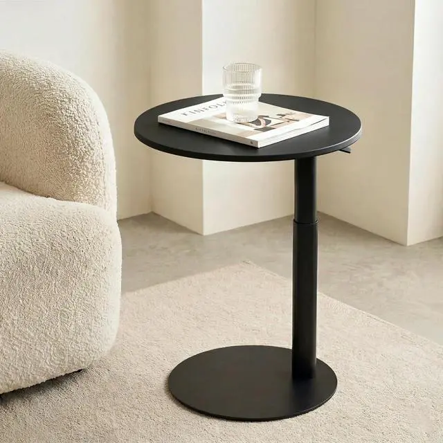 Main image of Adjustable Side Table, Round End Table for Couch & Bed, Stable & Space-Saving Bed Side Table with Effortless One-Hand Height Adjustment, Low-Profile Steel Base, Perfect for Small Spaces
