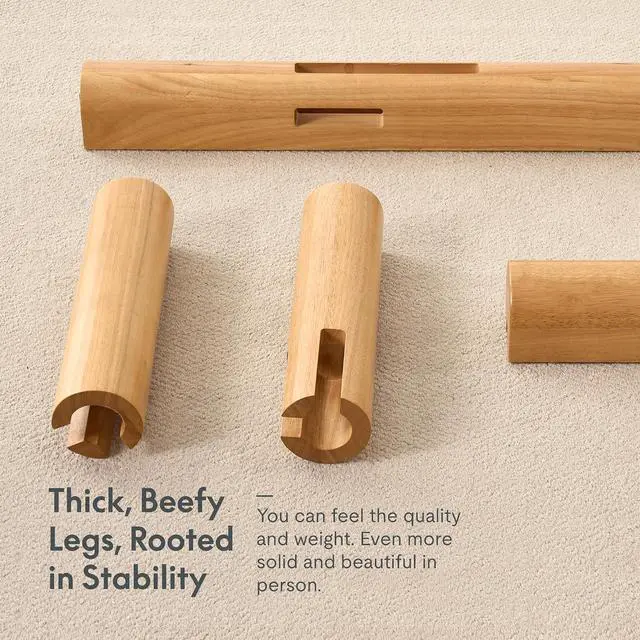 Alt view image 7 of 7 - Hako G2 Japanese Joinery Bed Frame, Solid Rubberwood King Platform Bed with Storage Headboard, IAS&SGS Certified, Japandi Minimalist, No Tools Assembly, 1500lb Capacity, 10-Year Warranty