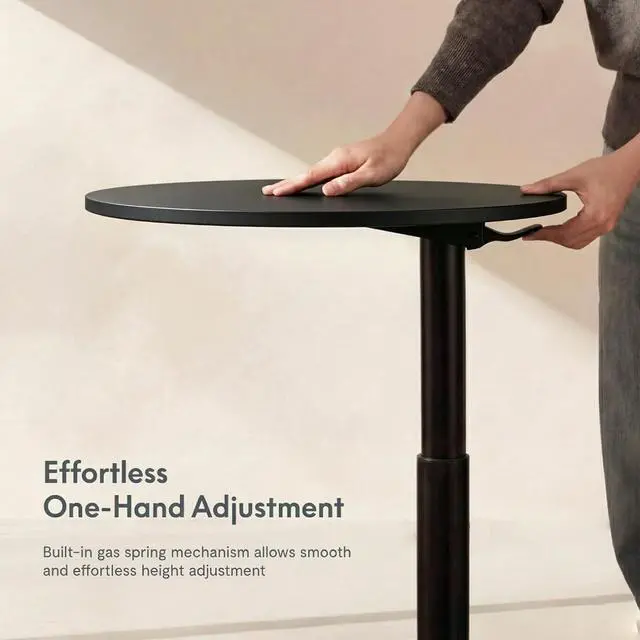 Alt view image 3 of 7 - Adjustable Side Table, Round End Table for Couch & Bed, Stable & Space-Saving Bed Side Table with Effortless One-Hand Height Adjustment, Low-Profile Steel Base, Perfect for Small Spaces