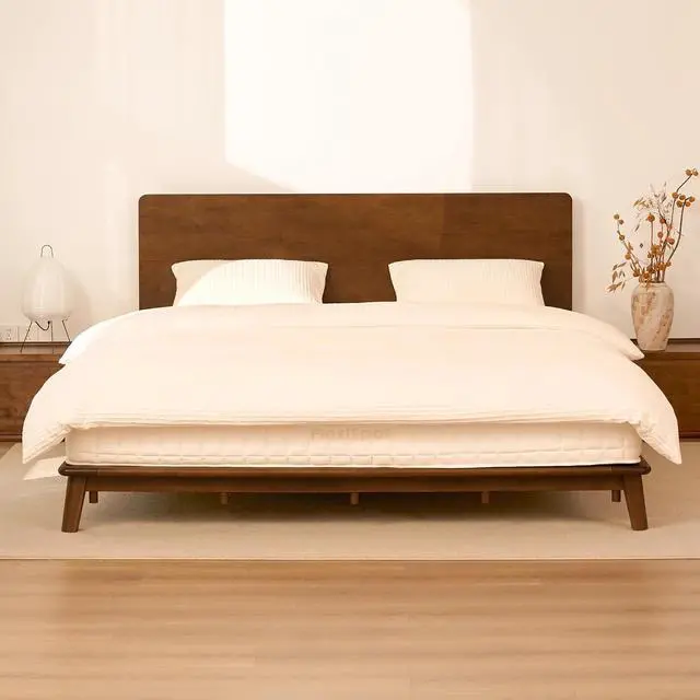 Main image of Hako G1 Solid Wood Platform Bed Frame King, Rubberwood, Tool-Free Assembly, 1500 lbs Heavy Duty, Storage Headboard with Charging Station, Low Profile Japandi Minimalist Design, Brown