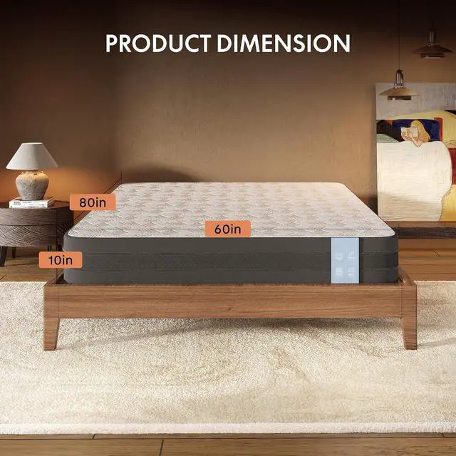 Alt view image 3 of 7 - Hako G1 Queen Solid Wood Platform Bed Frame & 10-Inch Cooling Gel Memory Foam Mattress Set, Natural Oak, 1500 lbs, Charging Storage Headboard, Bamboo Cover, Medium Firm, 10-Year Warranty