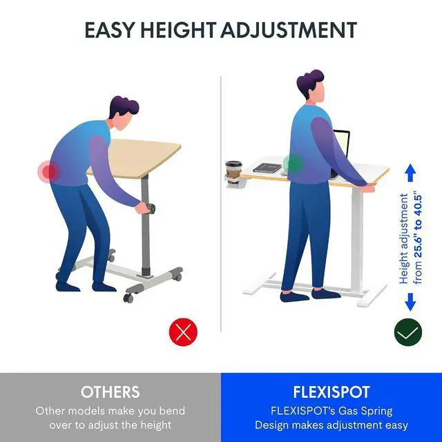 Alt view image 3 of 7 - H7 Adjustable Overbed Bedside Table with Wheels Pneumatic Mobile Standing Laptop Desk Rolling Computer Cart Movable Overbed Table Hospital Home Use (31.5" W x 17.7" D, White Maple Large)