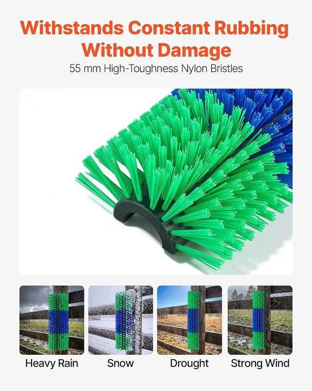 Alt view image 3 of 7 - Livestock Scratching Brush, 1PC Goat Scratcher Brush Post with 4 Screws, 16.9" x 7.5" Cow Scratcher for Back Itch Relief, Massage Grooming Scratch Tool for Horse Cattle Sheep Pig, Green & Blue