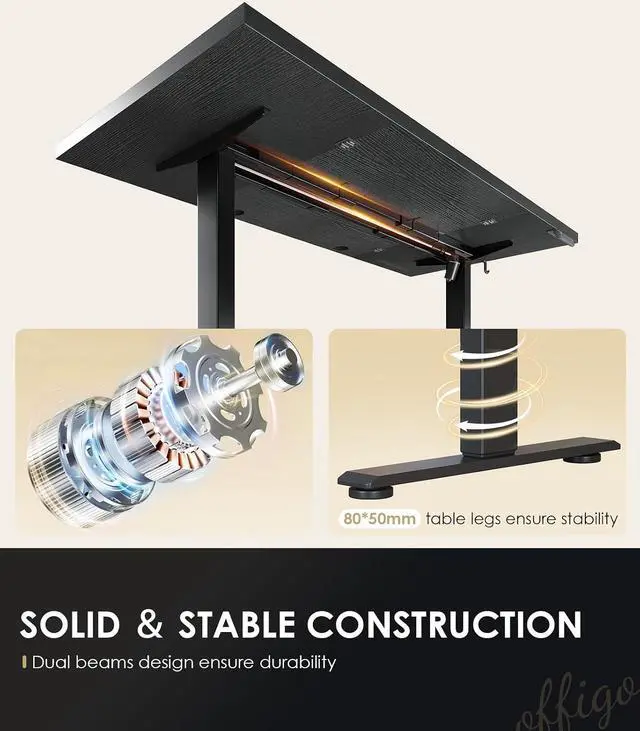 Alt view image 7 of 7 - 71 Inch Executive Electric Standing Desk, Height Adjustable Desk with Power Outlet & 1.38" Thick 3-Piece Desktop, Sit Stand Computer Desk for Home, Office, Conference Room, Black